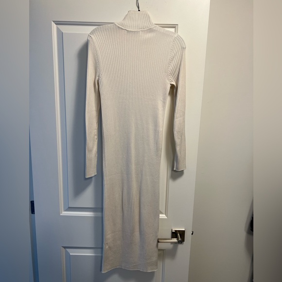 Zara ribbed turtleneck off-white midi dress, US M - Picture 5 of 6
